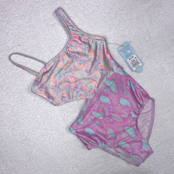 NWT cat & jack snake print side split one piece bathing suit swim suit 7/8 - Picture 1 of 5